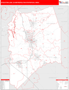 Stockton-Lodi Metro Area Digital Map Red Line Style